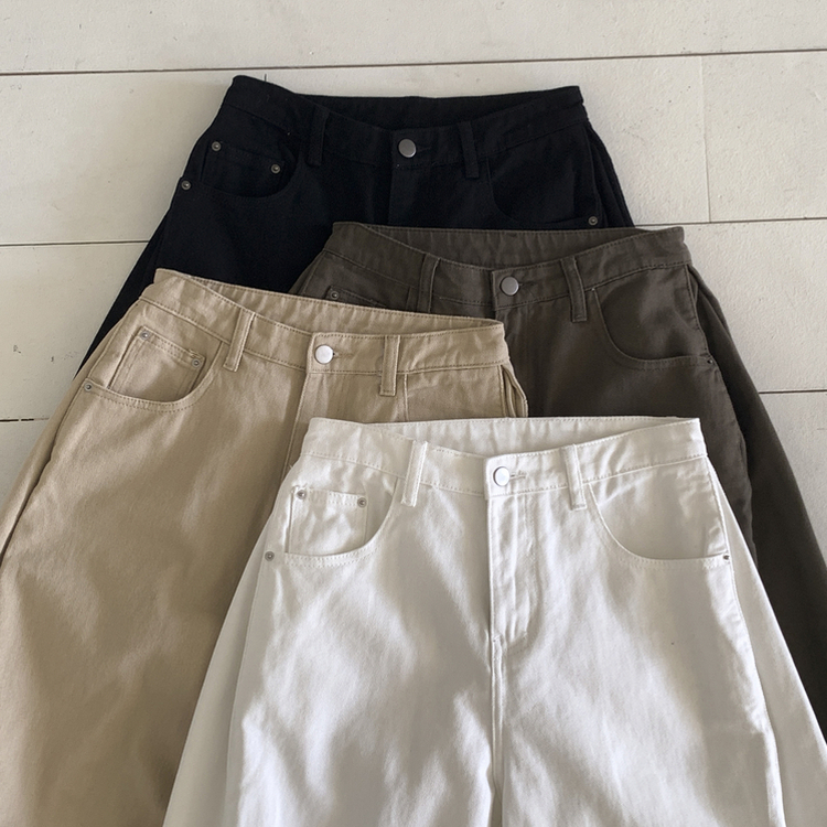 틴즈 사이드 핀턱 밑단 스냅버튼 조거 와이드 팬츠