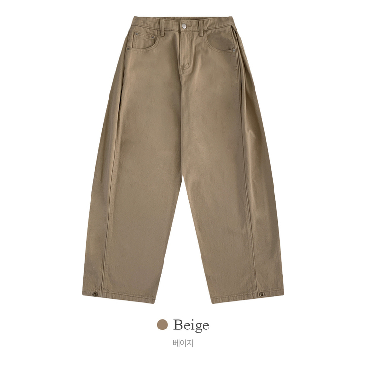 틴즈 사이드 핀턱 밑단 스냅버튼 조거 와이드 팬츠