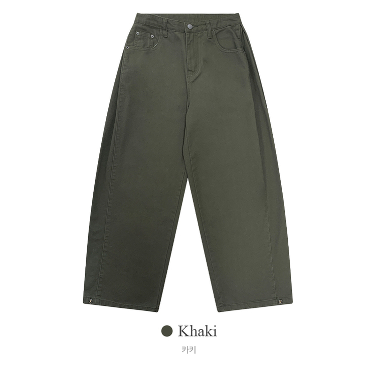 틴즈 사이드 핀턱 밑단 스냅버튼 조거 와이드 팬츠