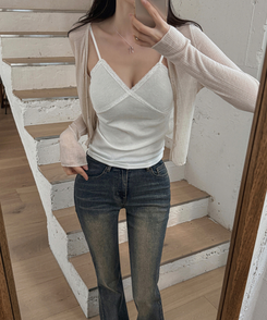 カーディガン Vネックボタンクロップカーディガン(6color) BEIGE