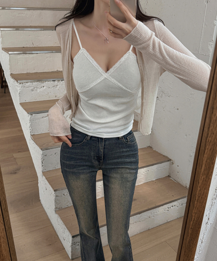 Vネックボタンクロップカーディガン(6color) BEIGE