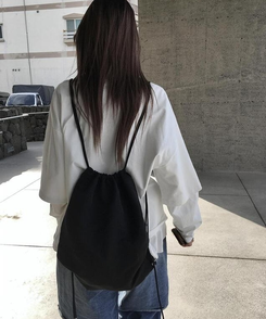 バックバッグ・スクールバッグ ナイロンストリングバッグ BLACK