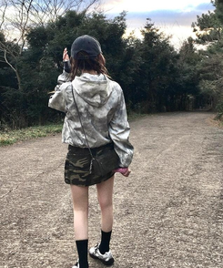 ミニスカート ドロップカモショートスカート KHAKI