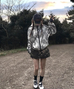 ミニスカート ドロップカモショートスカート KHAKI
