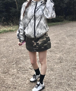 ミニスカート ドロップカモショートスカート KHAKI