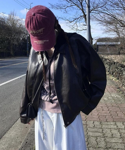 ジャケット レザージップアップジャケット BROWN