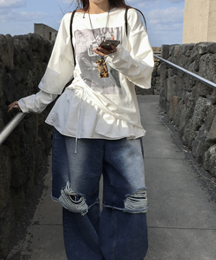 長袖Tシャツ トミーレイヤードTシャツ WHITE