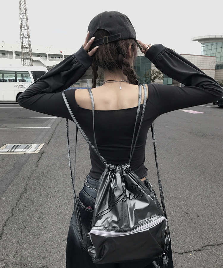 長袖Tシャツ レタリングオフTシャツ CHARCOAL