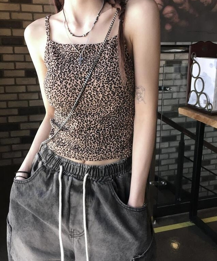 レオパードクロップキャミソール BROWN