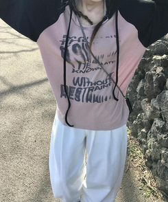 フード バウンドフードTシャツ LIGHT PINK
