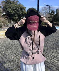 フード バウンドフードTシャツ LIGHT PINK