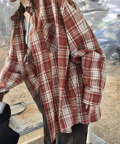 シャツ チェックポケットシャツ BURGUNDY
