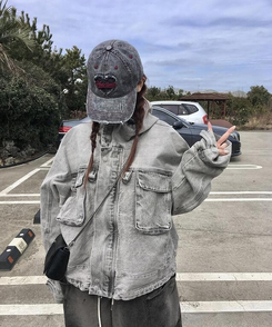 ジャケット スタンフードデニムジャケット GREY