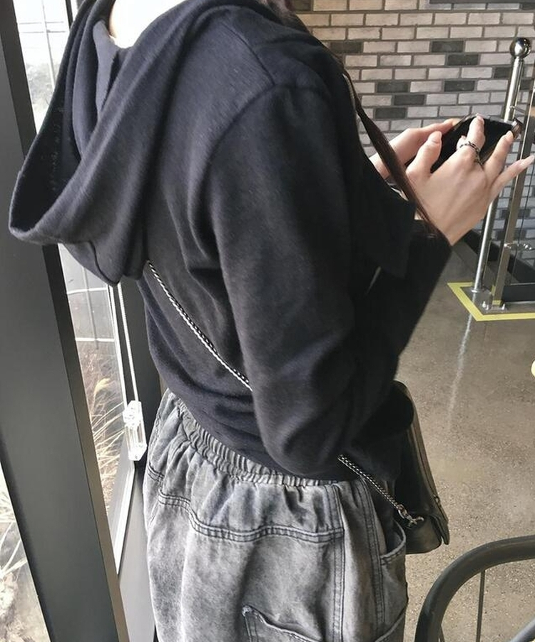 シャーリングフードジップアップ BLACK