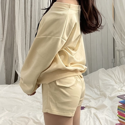 【SET】オフショルトレーナー+ショートパンツ IVORY