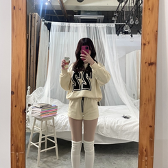 【SET】オフショルトレーナー+ショートパンツ IVORY