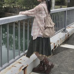 コーデュロイフリルバックパック BEIGE