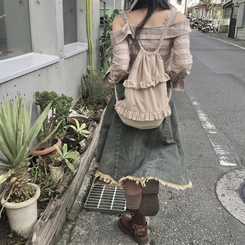 コーデュロイフリルバックパック BEIGE