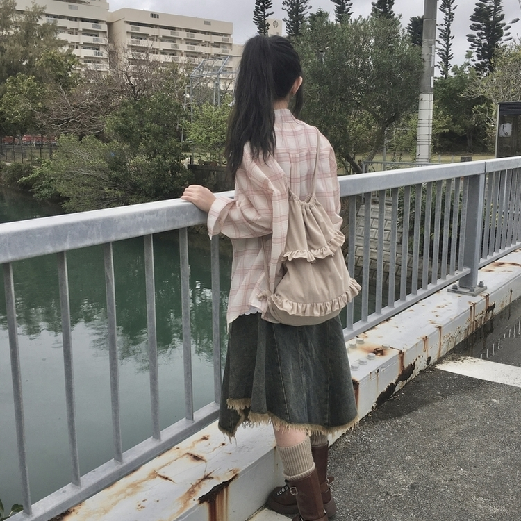 コーデュロイフリルバックパック BEIGE