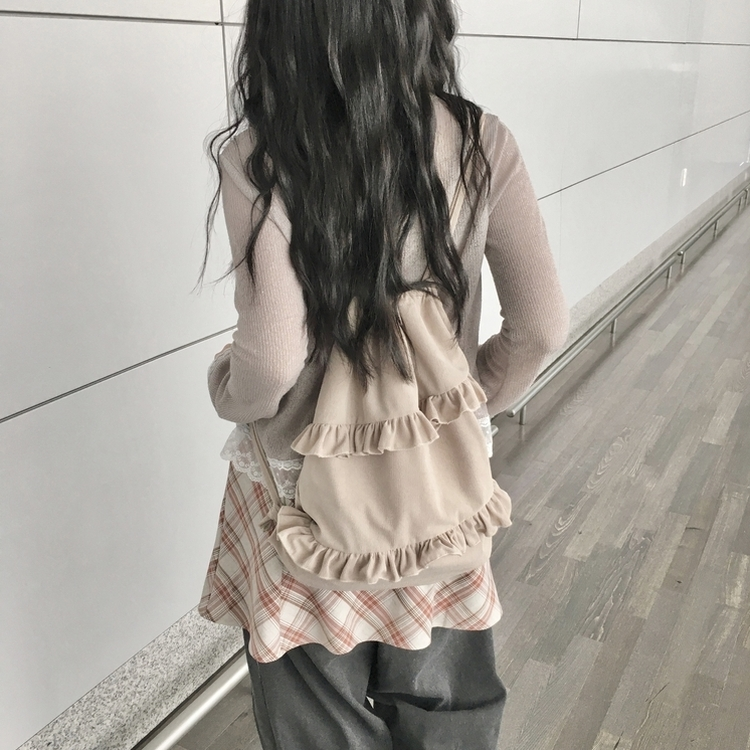 コーデュロイフリルバックパック BEIGE