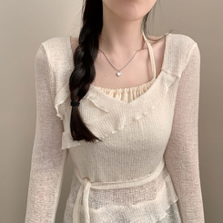 長袖Tシャツ ホルターフリルウエスト長袖Tシャツ IVORY