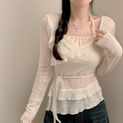 長袖Tシャツ ホルターフリルウエスト長袖Tシャツ IVORY