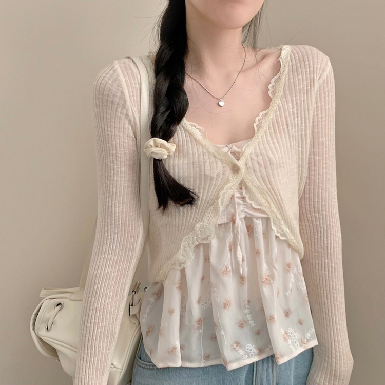 レースシースルークロップボレロカーディガン BEIGE