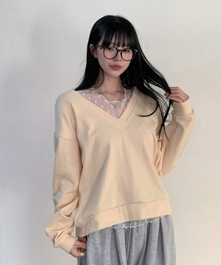 フラワーフリルシースルーレイヤードTシャツ WHITE