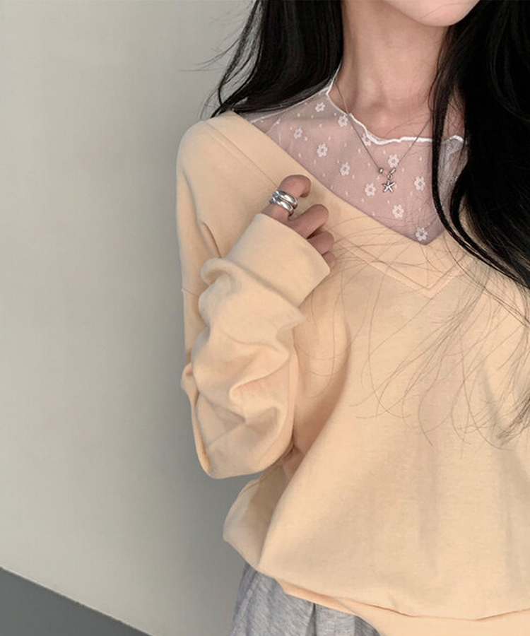 フラワーフリルシースルーレイヤードTシャツ WHITE