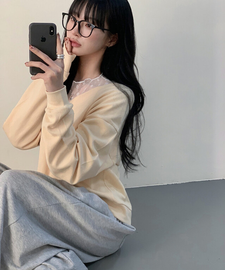 フラワーフリルシースルーレイヤードTシャツ WHITE