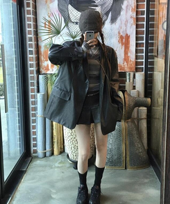 ヘアアクセサリー ビンテージレオパードハンティングキャップ CHARCOAL