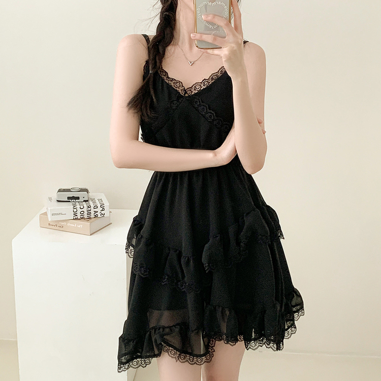 シフォンティアードミニワンピース BLACK