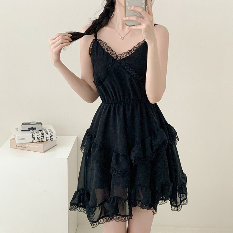 シフォンティアードミニワンピース BLACK