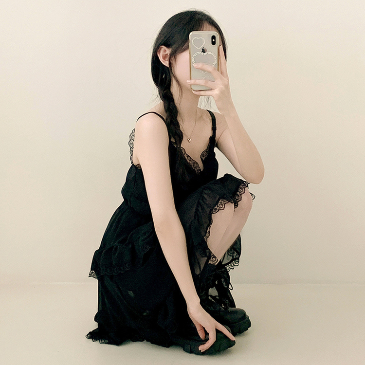 シフォンティアードミニワンピース BLACK