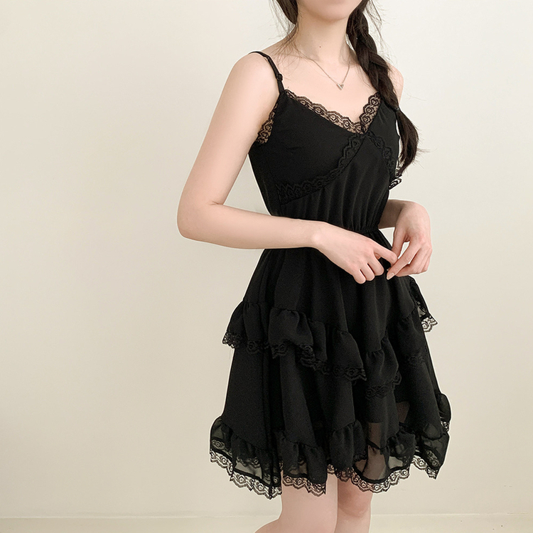 シフォンティアードミニワンピース BLACK