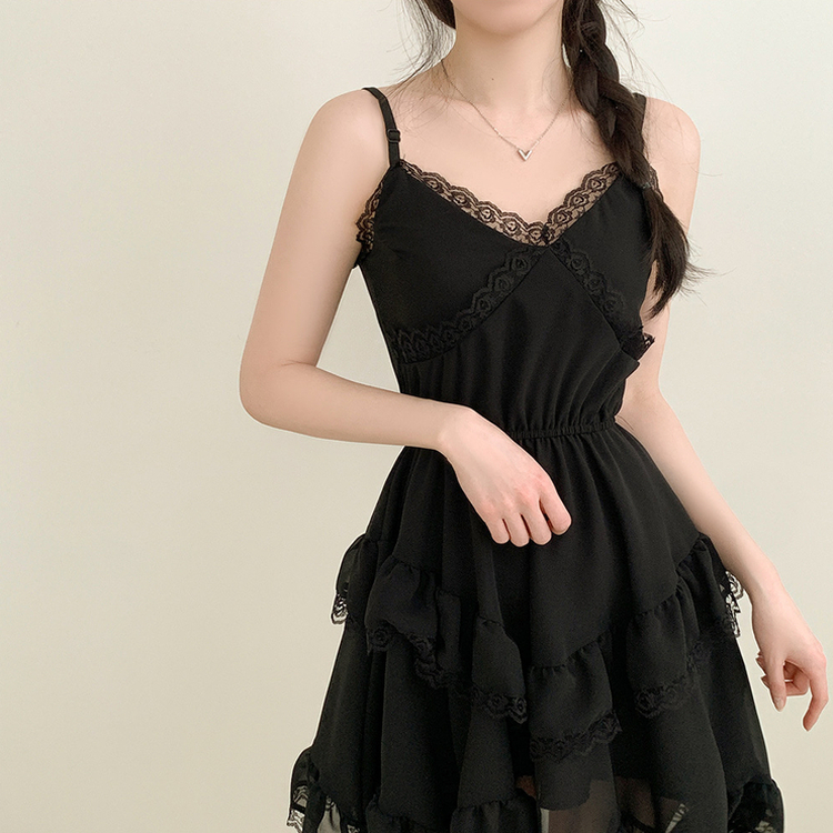 シフォンティアードミニワンピース BLACK