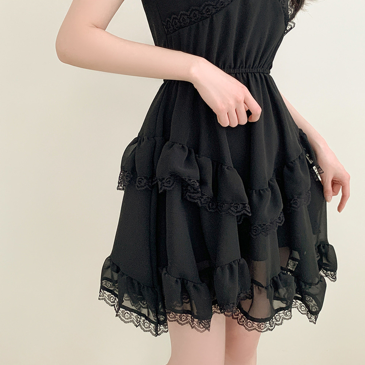 シフォンティアードミニワンピース BLACK