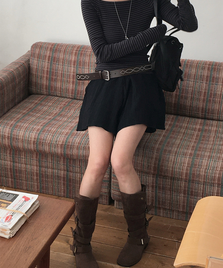 レースバンディングハーフパンツ BLACK