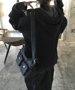 ジャンパー ダメージニットフードジップアップ BLACK