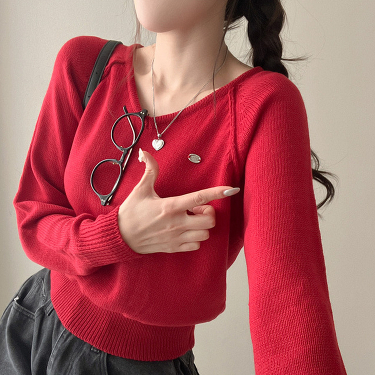 ペンダントラグランVネックニット(6color)｜ニット｜韓国ファッション