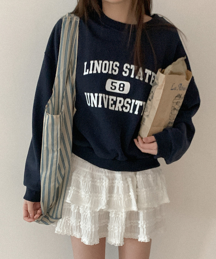 コットンレタリングトレーナー NAVY