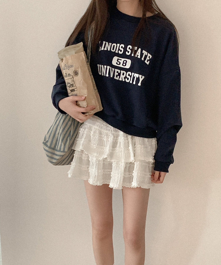 コットンレタリングトレーナー NAVY