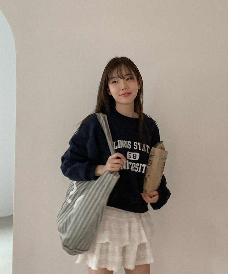 コットンレタリングトレーナー NAVY