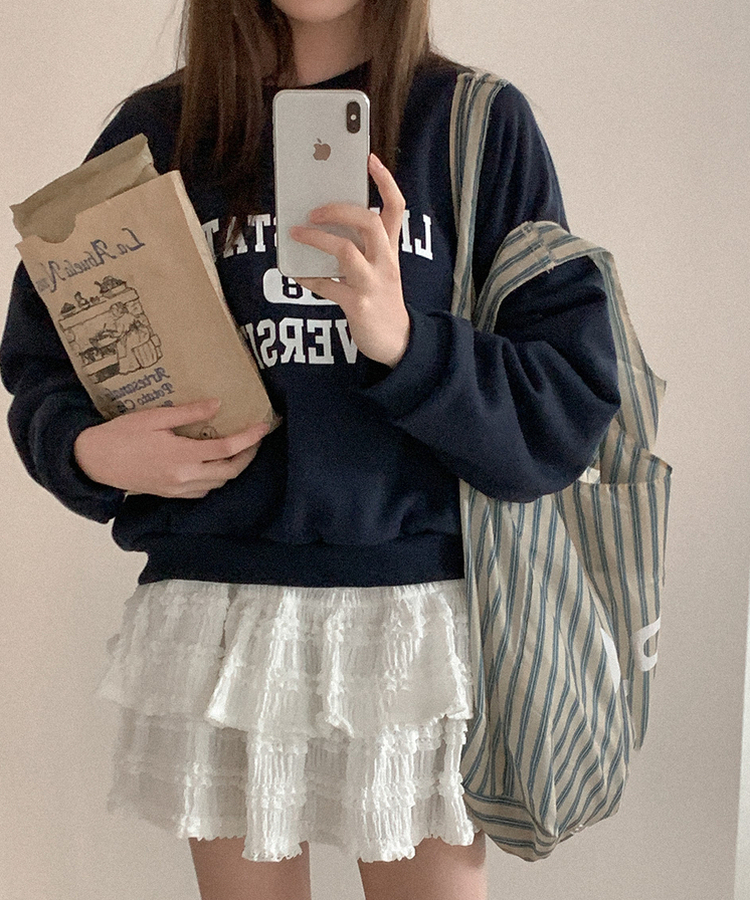 コットンレタリングトレーナー NAVY