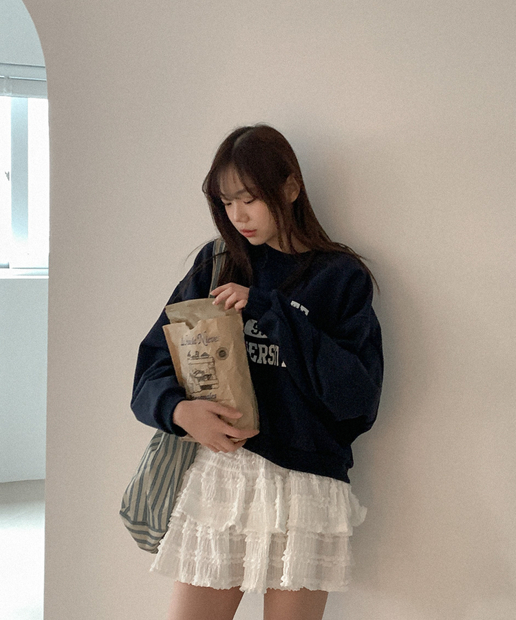 コットンレタリングトレーナー NAVY