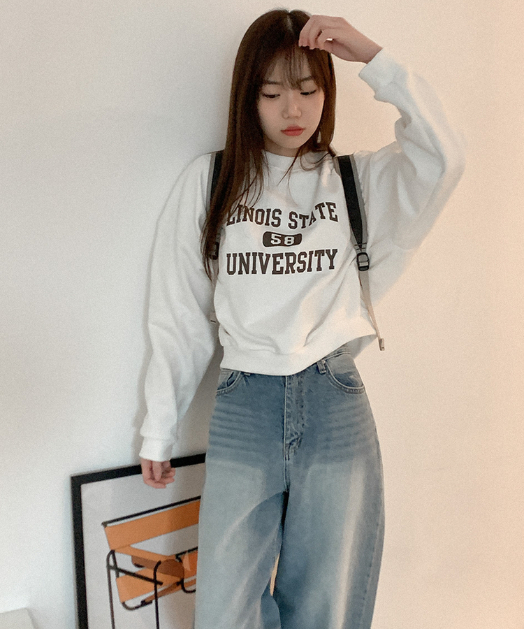 コットンレタリングトレーナー BROWN