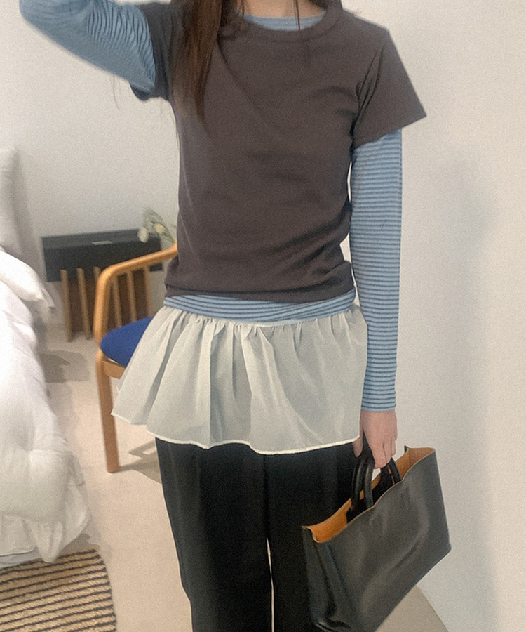 ハーフリングレイヤードスカート WHITE