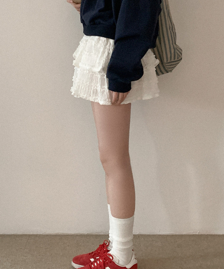 レースティアードミニスカート IVORY