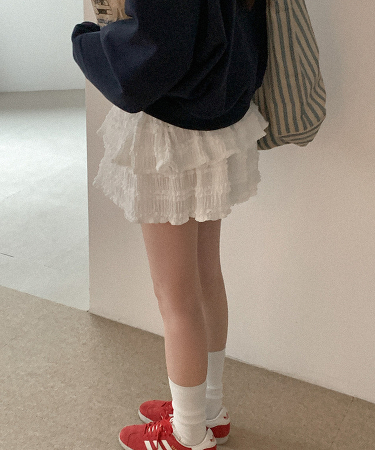 レースティアードミニスカート IVORY