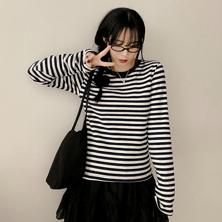 スパンボーダー長袖Tシャツ NAVY